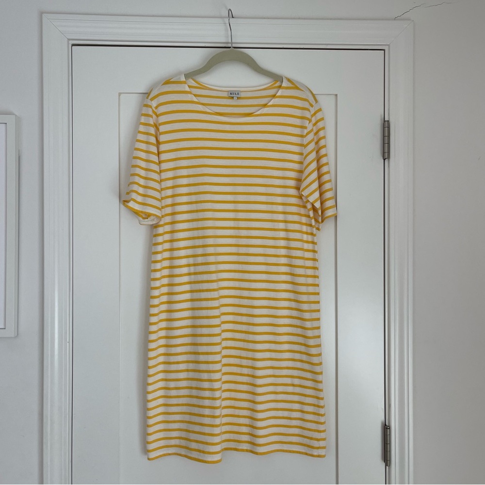 Kule Yellow Crewneck Stripe Dress